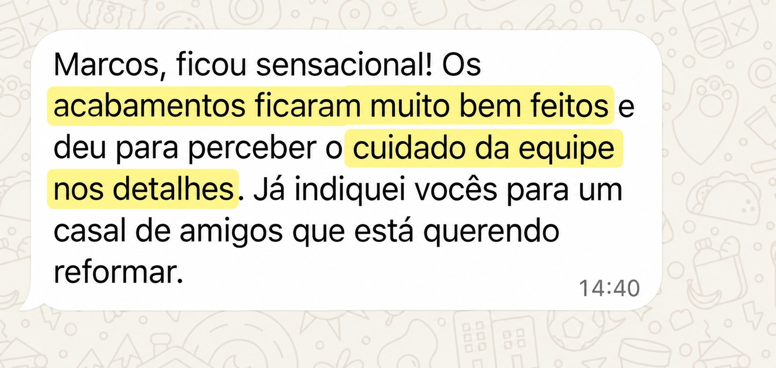 Depoimento de cliente 2 no WhatsApp