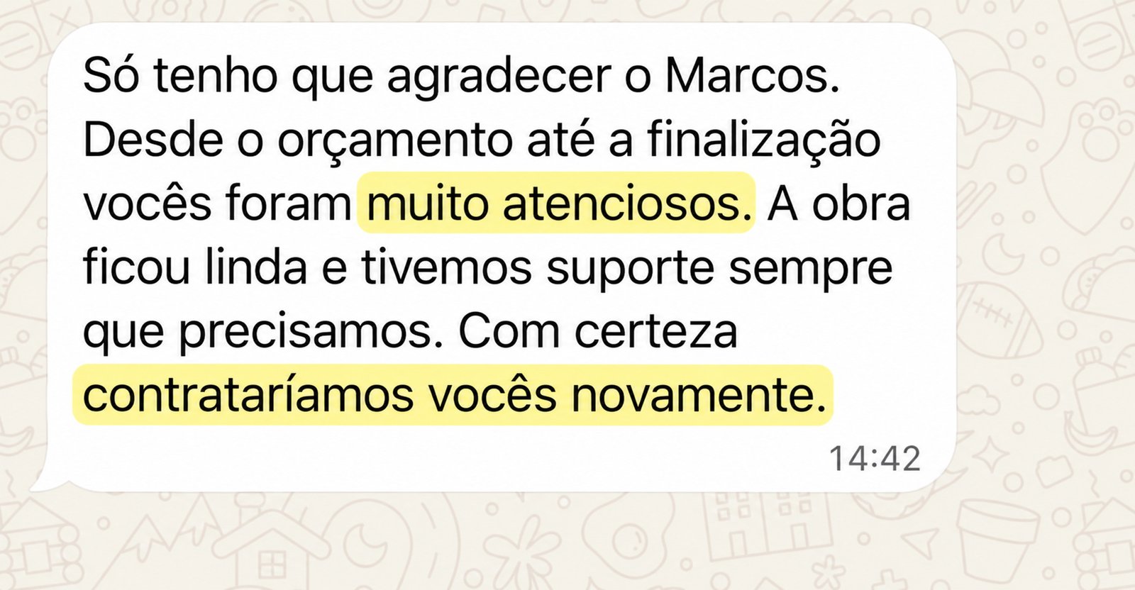 Depoimento de cliente 4 no WhatsApp